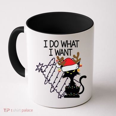 I Do What I Want Christmas Tree Cat Gift Coffee Mug