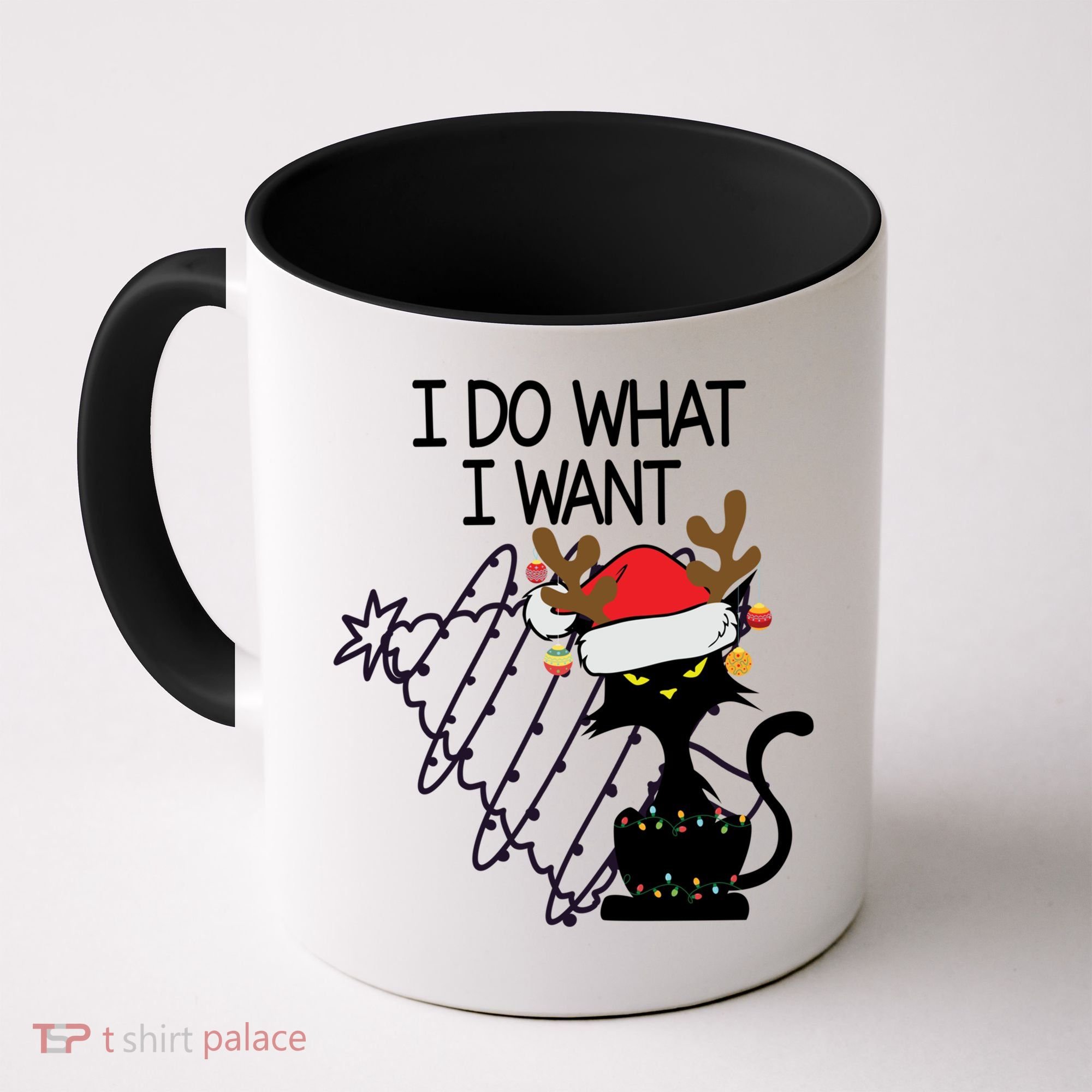 I Do What I Want Christmas Tree Cat Gift Coffee Mug