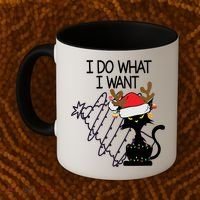 I Do What I Want Christmas Tree Cat Gift Coffee Mug thumb 2