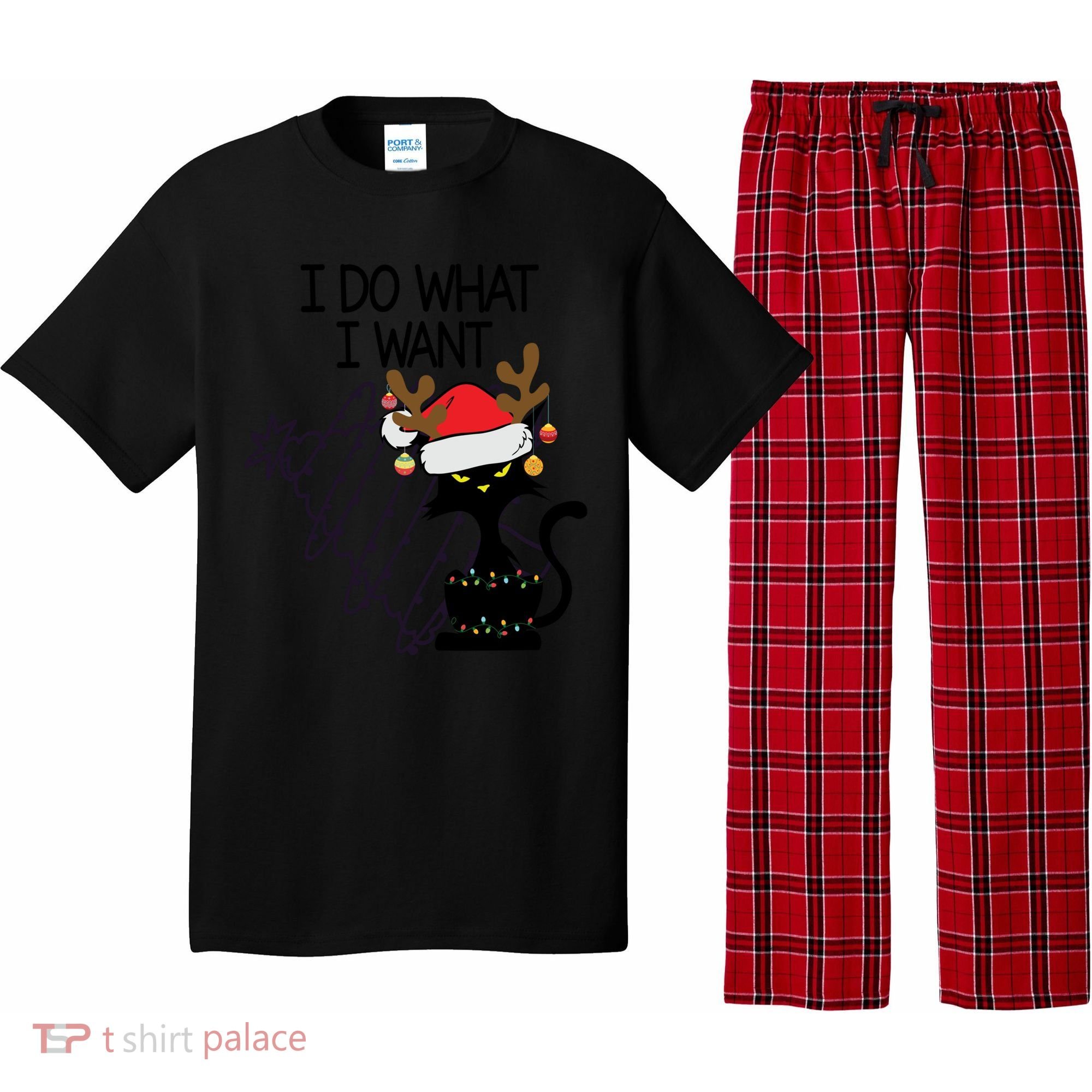 I Do What I Want Christmas Tree Cat Gift Pajama Set