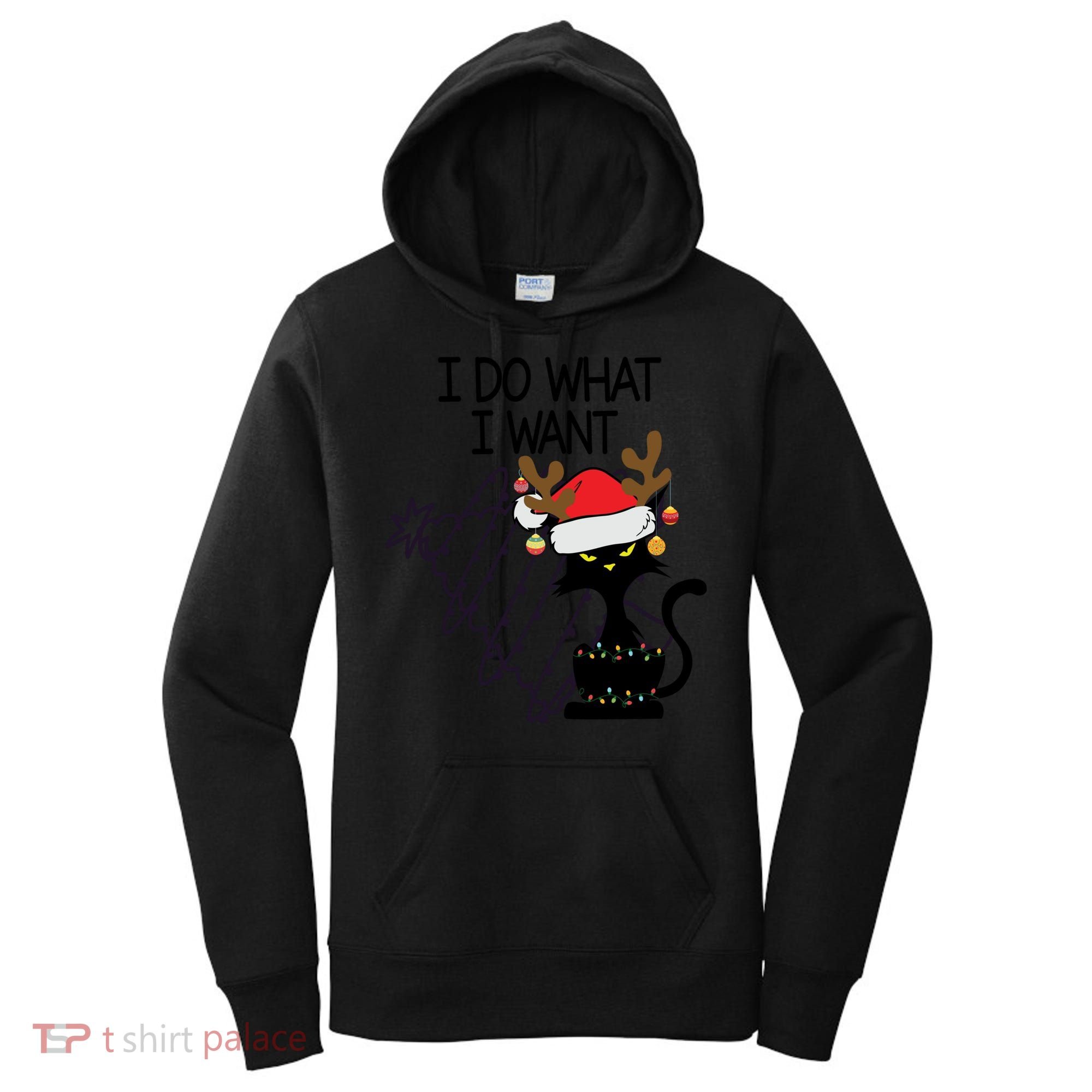 I Do What I Want Christmas Tree Cat Gift Women's Hoodie