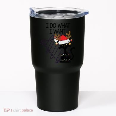 I Do What I Want Christmas Tree Cat Gift Tumbler