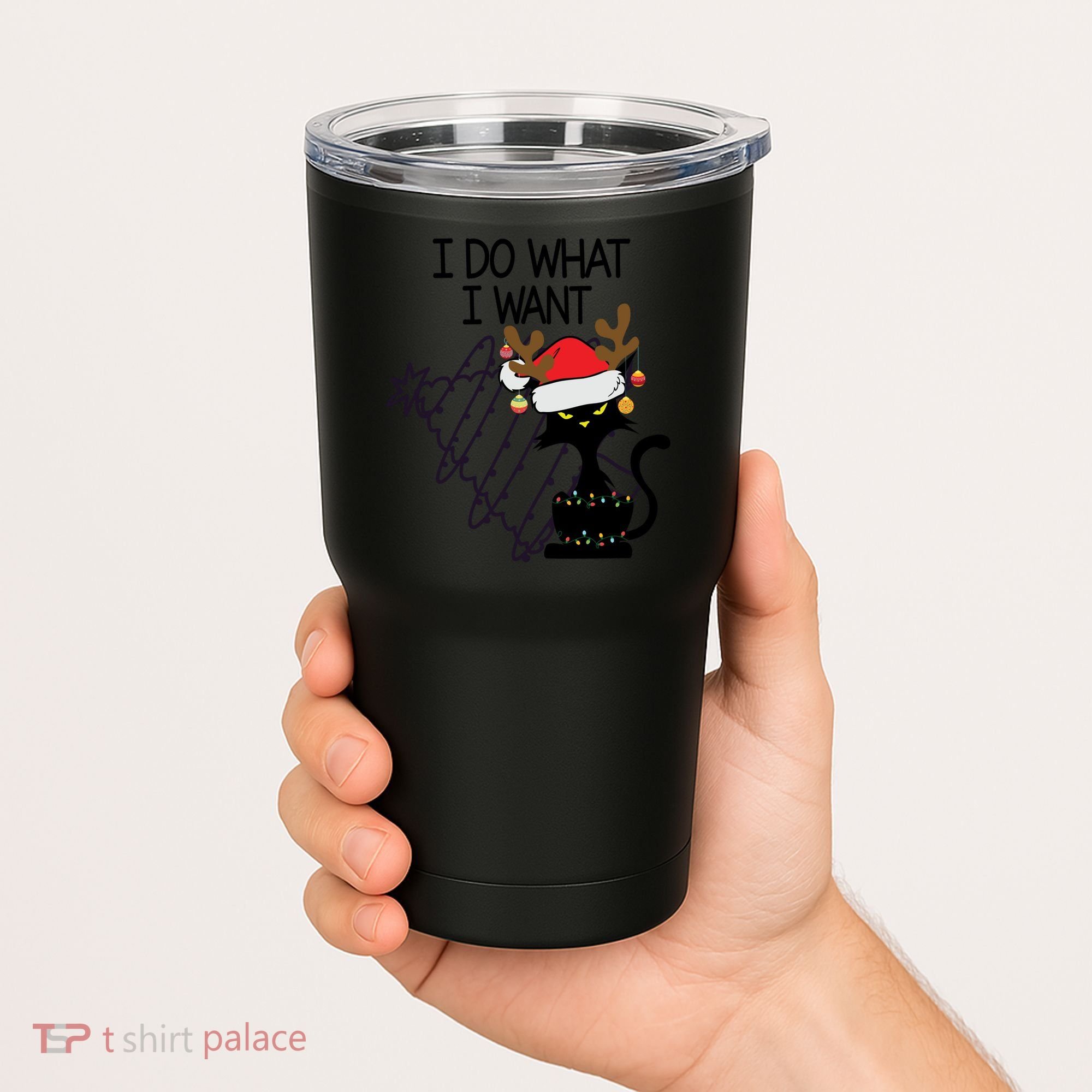 I Do What I Want Christmas Tree Cat Gift Tumbler