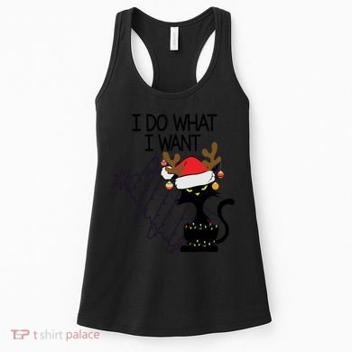 I Do What I Want Christmas Tree Cat Gift Women's Tank Top