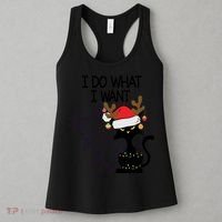 I Do What I Want Christmas Tree Cat Gift Women's Tank Top thumb 3