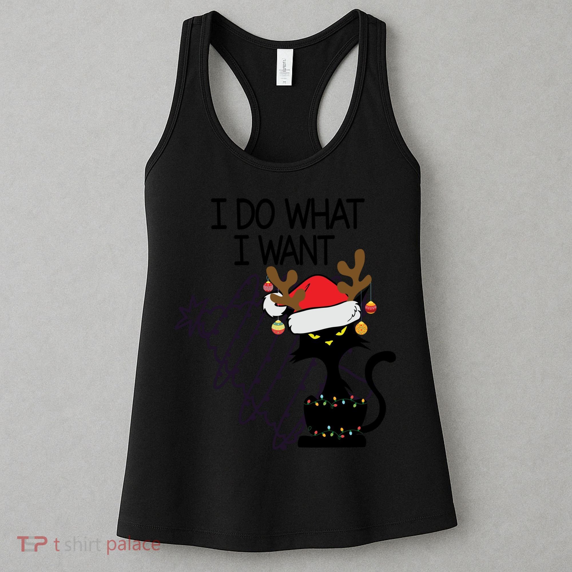 I Do What I Want Christmas Tree Cat Gift Women's Tank Top