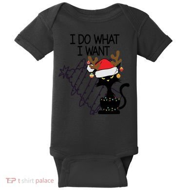 I Do What I Want Christmas Tree Cat Gift Baby Bodysuit