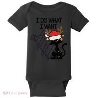 I Do What I Want Christmas Tree Cat Gift Baby Bodysuit thumb 0