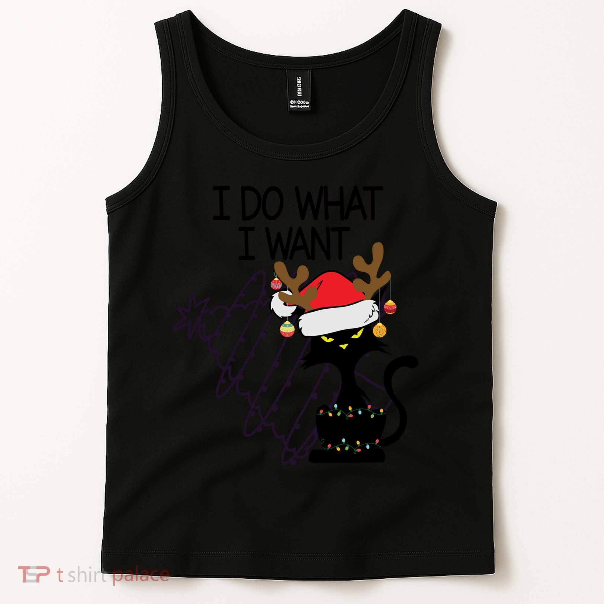 I Do What I Want Christmas Tree Cat Gift Tank Top