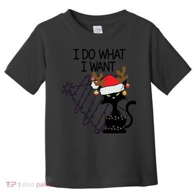 I Do What I Want Christmas Tree Cat Gift Toddler T-Shirt