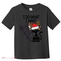 I Do What I Want Christmas Tree Cat Gift Toddler T-Shirt thumb 0