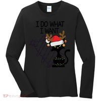 I Do What I Want Christmas Tree Cat Gift Women's Long Sleeve Shirt thumb 0