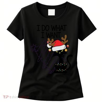 I Do What I Want Christmas Tree Cat Gift Women's T-Shirt