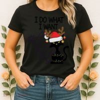 I Do What I Want Christmas Tree Cat Gift Women's T-Shirt thumb 2