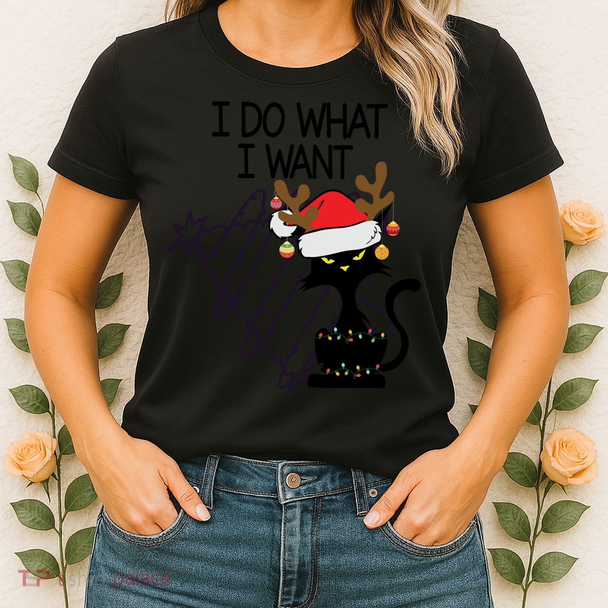 I Do What I Want Christmas Tree Cat Gift Women's T-Shirt