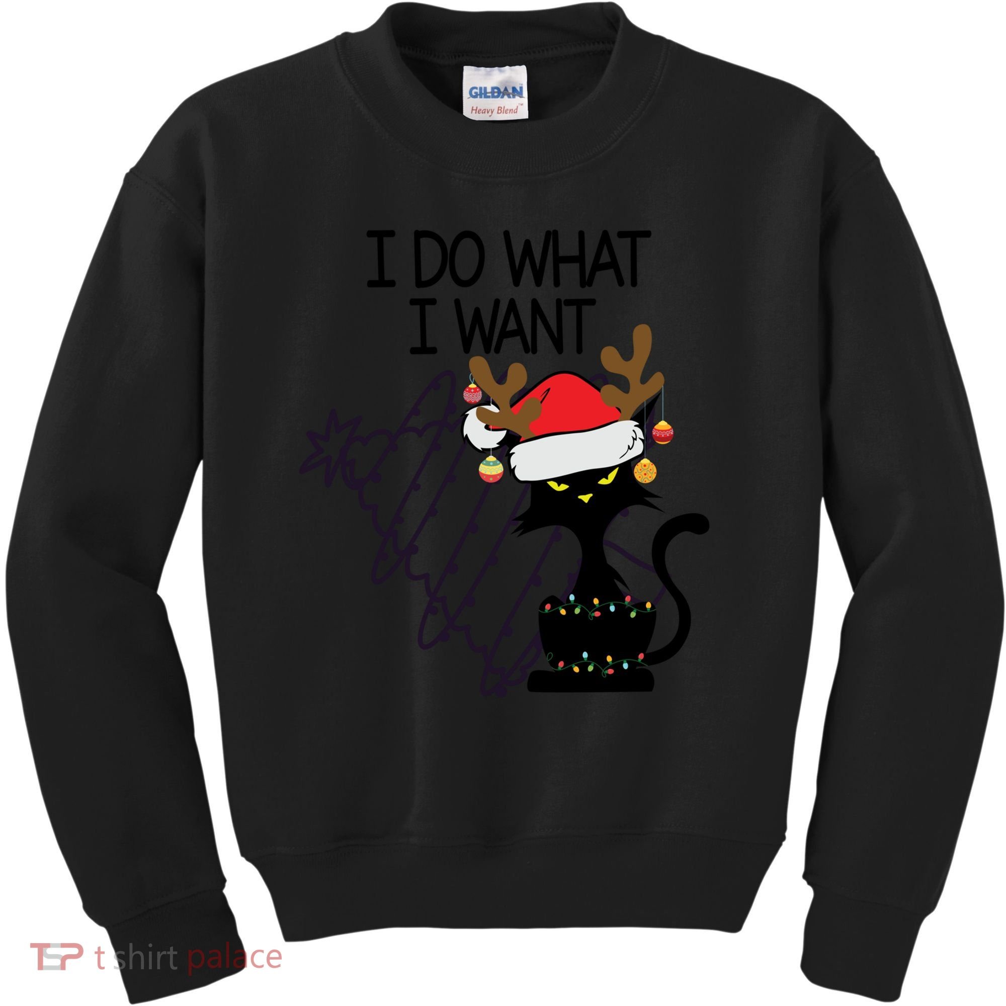 I Do What I Want Christmas Tree Cat Gift Kids Sweatshirt