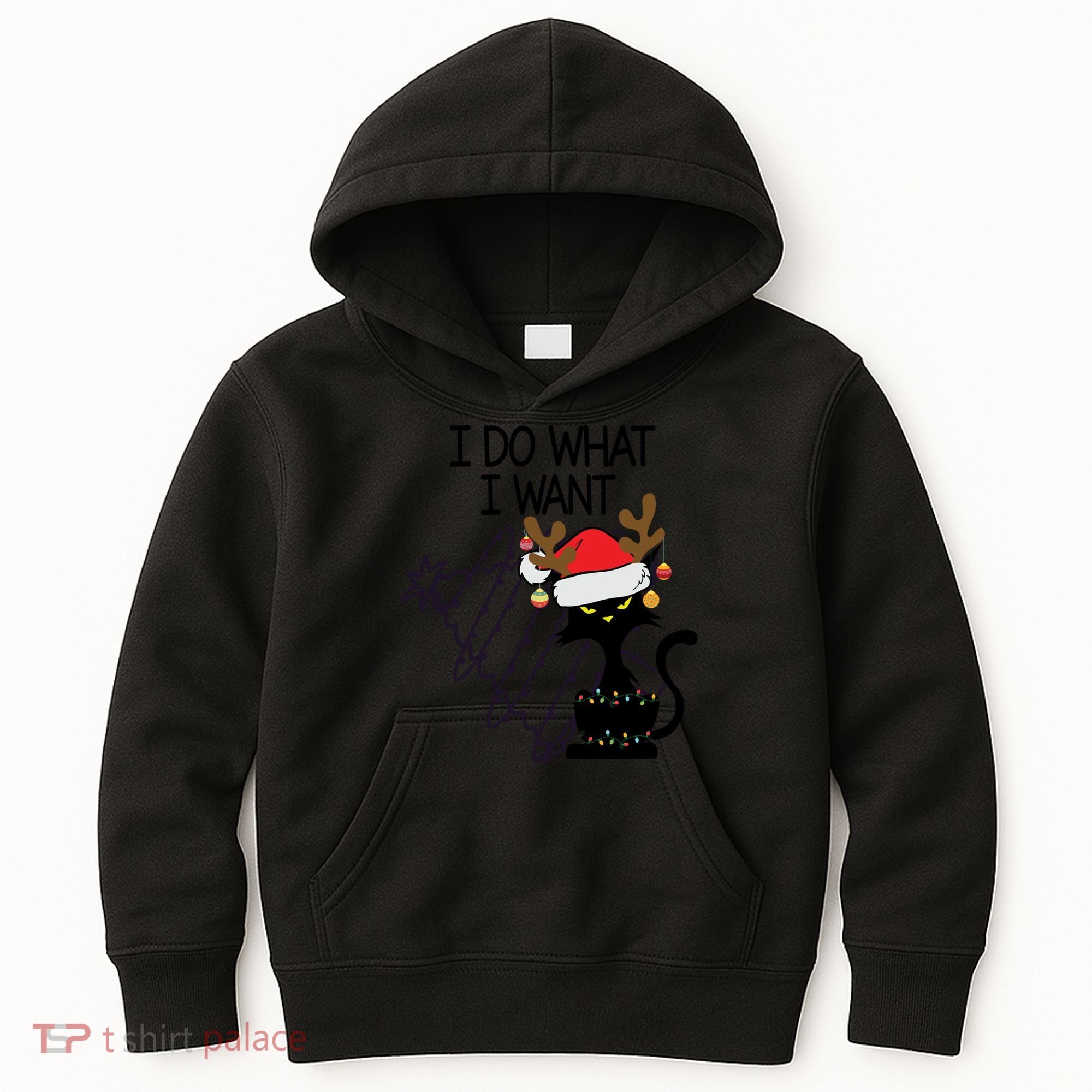 I Do What I Want Christmas Tree Cat Gift Kids Hoodie