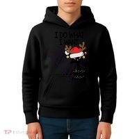 I Do What I Want Christmas Tree Cat Gift Kids Hoodie thumb 4