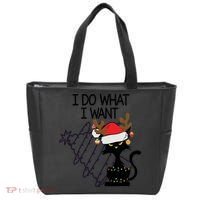 I Do What I Want Christmas Tree Cat Gift Tote Bag thumb 0