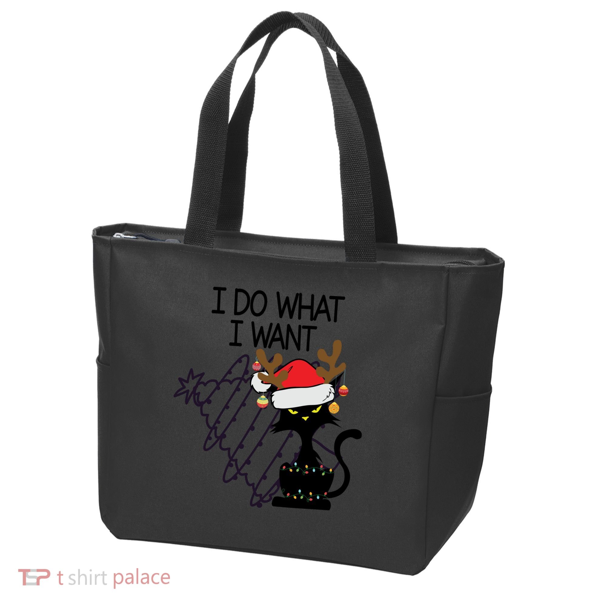 I Do What I Want Christmas Tree Cat Gift Tote Bag