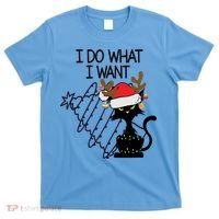 I Do What I Want Christmas Tree Cat Gift T-Shirt thumb 0