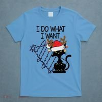 I Do What I Want Christmas Tree Cat Gift T-Shirt thumb 4