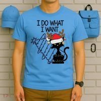 I Do What I Want Christmas Tree Cat Gift T-Shirt thumb 5