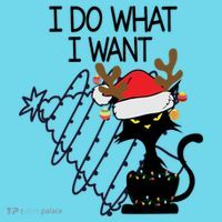 I Do What I Want Christmas Tree Cat Gift Button thumb 1