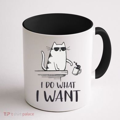 I Do What I Want Funny Cat Lovers Coffee Mug back
