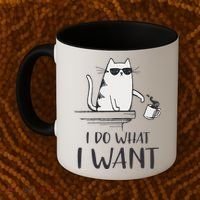I Do What I Want Funny Cat Lovers Coffee Mug thumb 2
