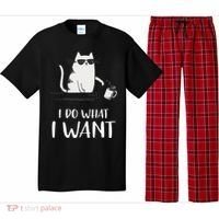 I Do What I Want Funny Cat Lovers Pajama Set thumb 0