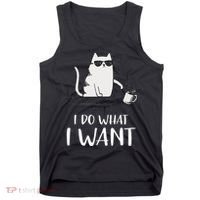 I Do What I Want Funny Cat Lovers Tank Top thumb 0