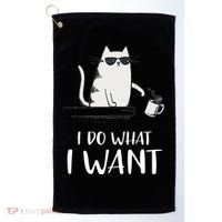 I Do What I Want Funny Cat Lovers Golf Towel thumb 0