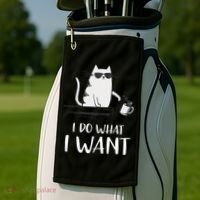 I Do What I Want Funny Cat Lovers Golf Towel thumb 2