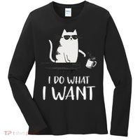 I Do What I Want Funny Cat Lovers Women's Long Sleeve Shirt thumb 0