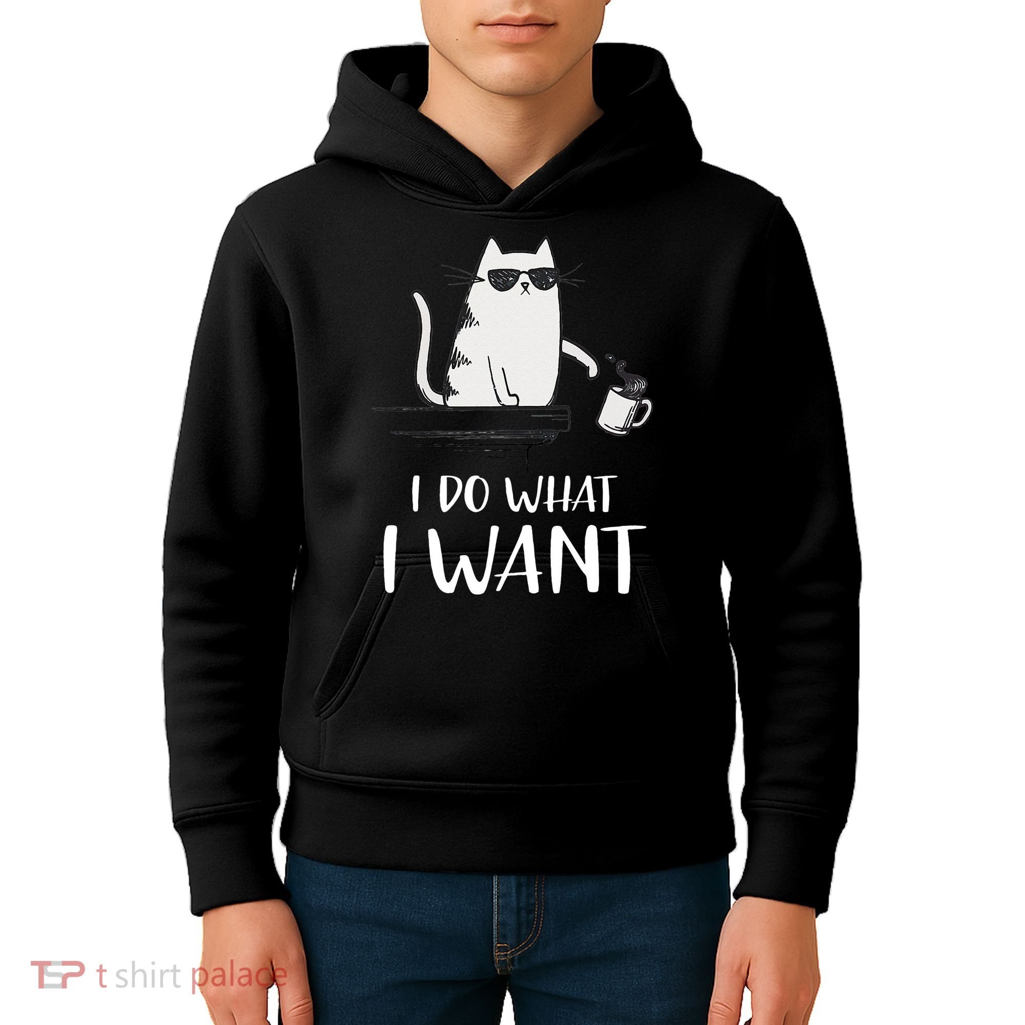 I Do What I Want Funny Cat Lovers Kids Hoodie