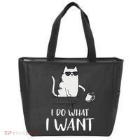 I Do What I Want Funny Cat Lovers Tote Bag thumb 0