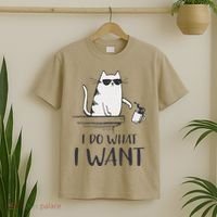 I Do What I Want Funny Cat Lovers T-Shirt thumb 2