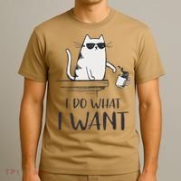 I Do What I Want Funny Cat Lovers T-Shirt thumb 3