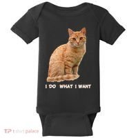 I Do What I Want Funny Orange Tabby Cat Lovers Gifts Baby Bodysuit thumb 0