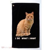 I Do What I Want Funny Orange Tabby Cat Lovers Gifts Golf Towel thumb 0