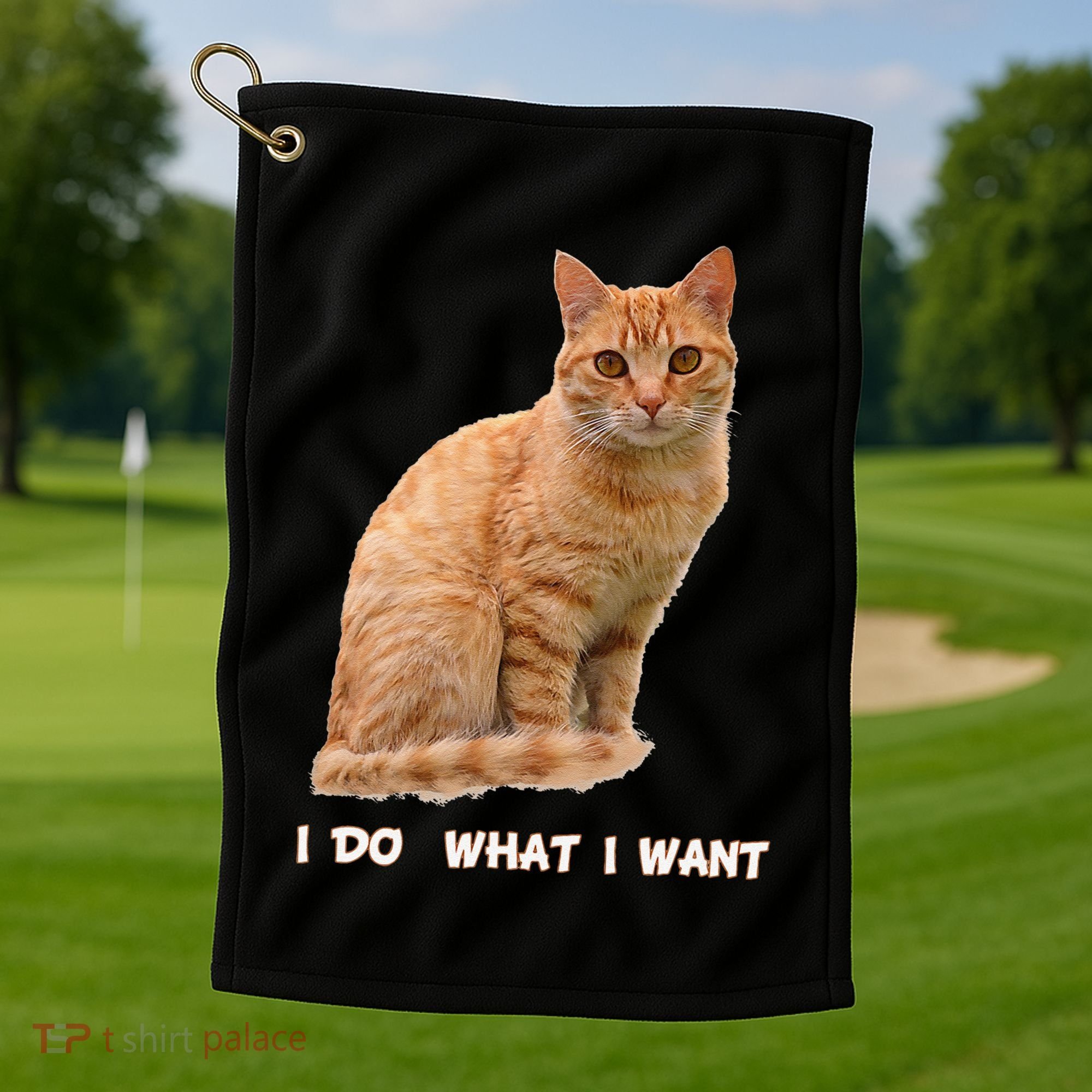 I Do What I Want Funny Orange Tabby Cat Lovers Gifts Golf Towel