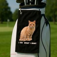 I Do What I Want Funny Orange Tabby Cat Lovers Gifts Golf Towel thumb 2