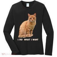 I Do What I Want Funny Orange Tabby Cat Lovers Gifts Women's Long Sleeve Shirt thumb 0