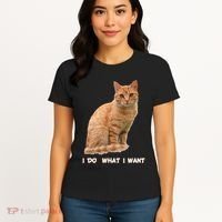 I Do What I Want Funny Orange Tabby Cat Lovers Gifts Women's T-Shirt thumb 4