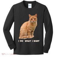 I Do What I Want Funny Orange Tabby Cat Lovers Gifts Kids Long Sleeve Shirt thumb 0