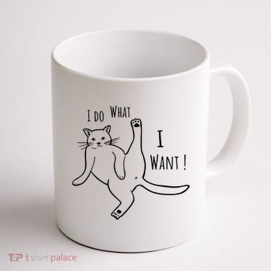 I Do What I Want Cat Coffee Mug back
