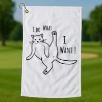 I Do What I Want Cat Golf Towel thumb 1