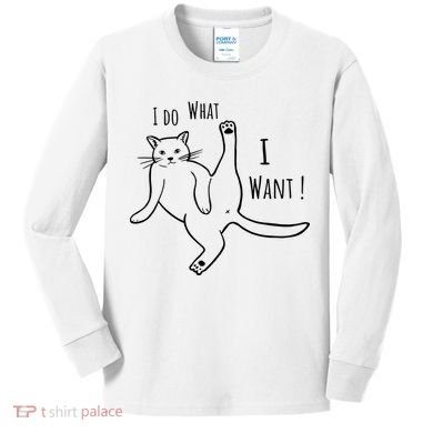 I Do What I Want Cat Kids Long Sleeve Shirt