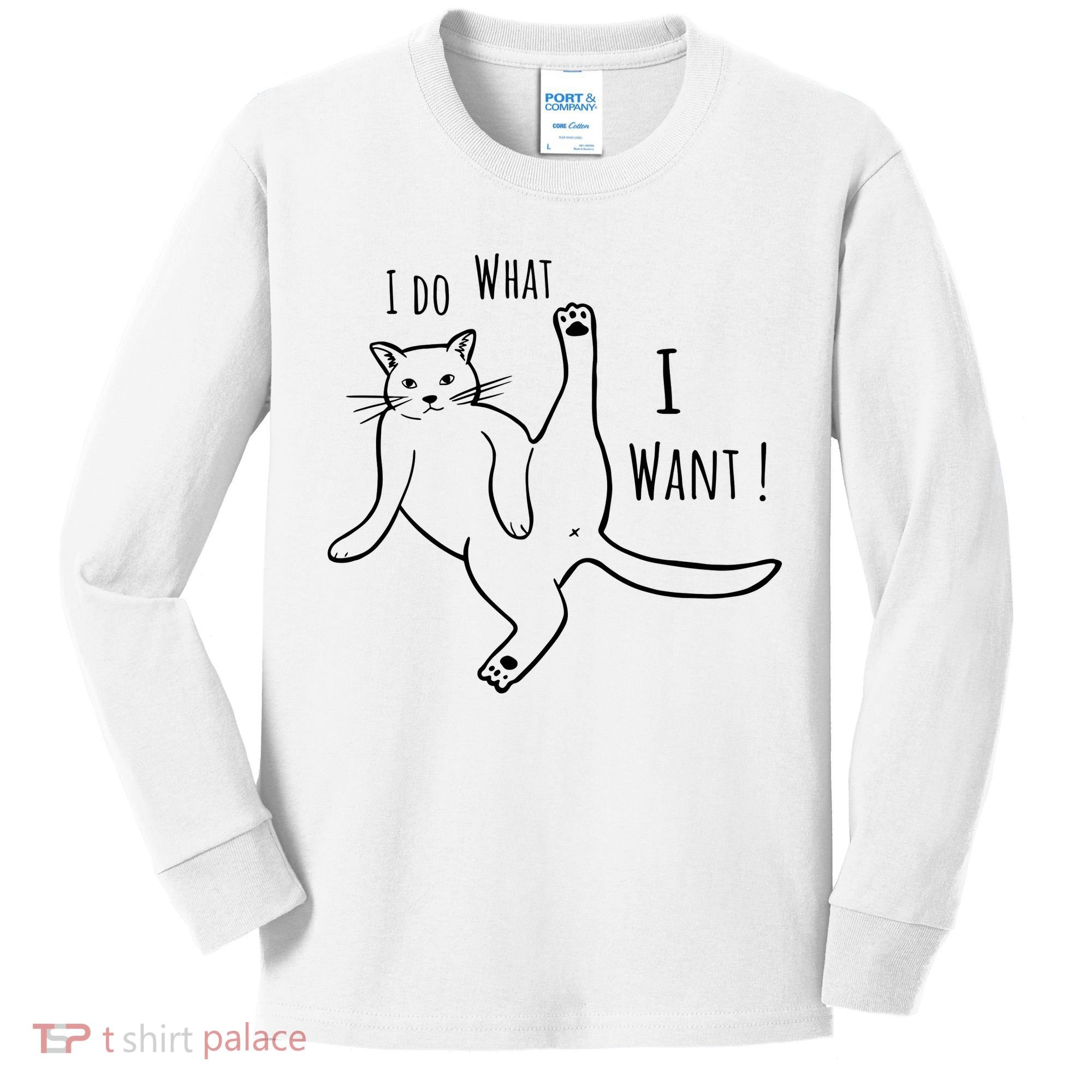 I Do What I Want Cat Kids Long Sleeve Shirt